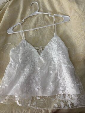 White Floral Lace Spaghetti Strap Cami Top